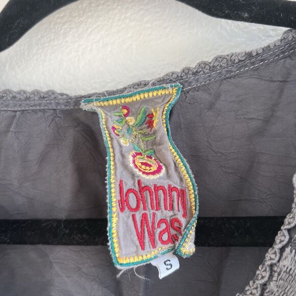 Johnny Was Cupra Rayon Tunic Blouse Top Women's Small Gray Embroidered Floral - Picture 3 of 7